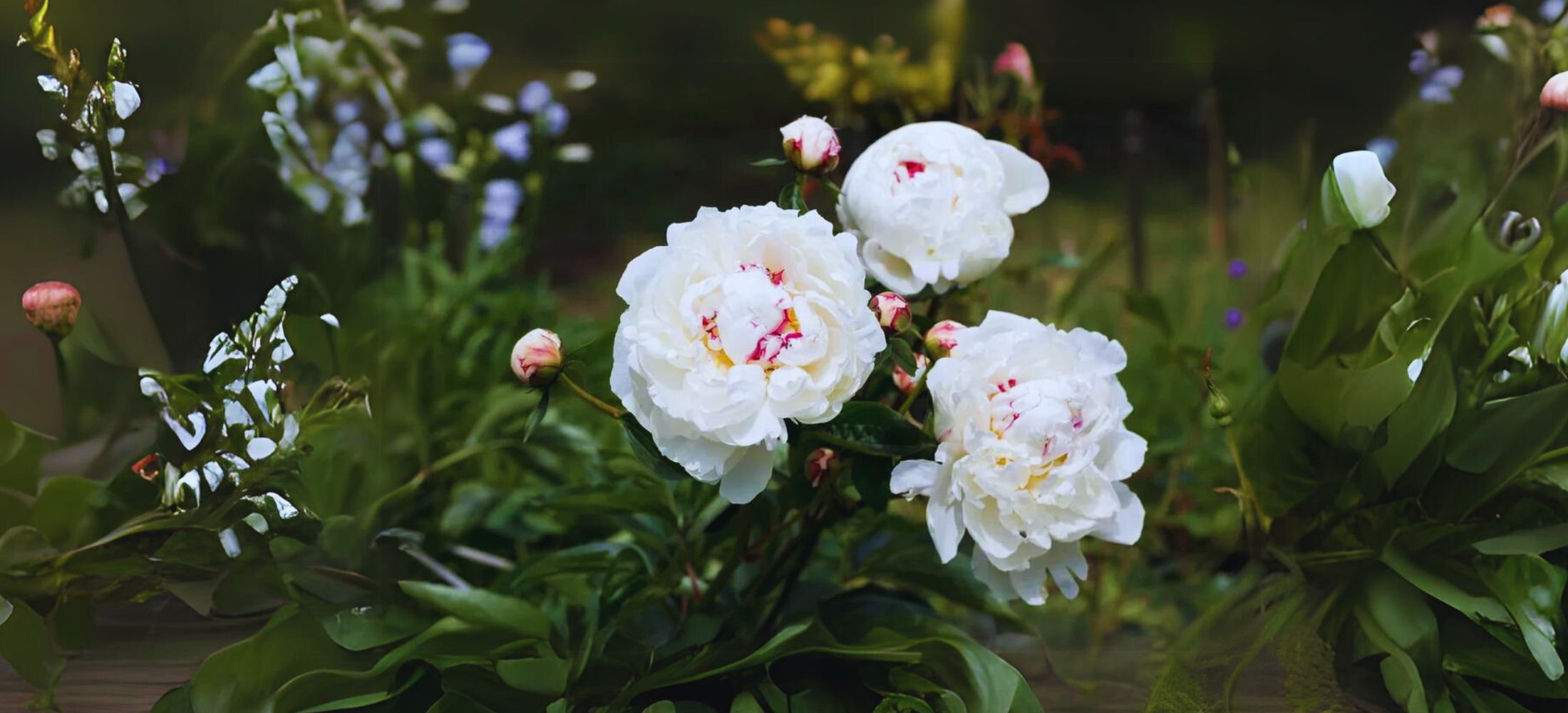 white peonies